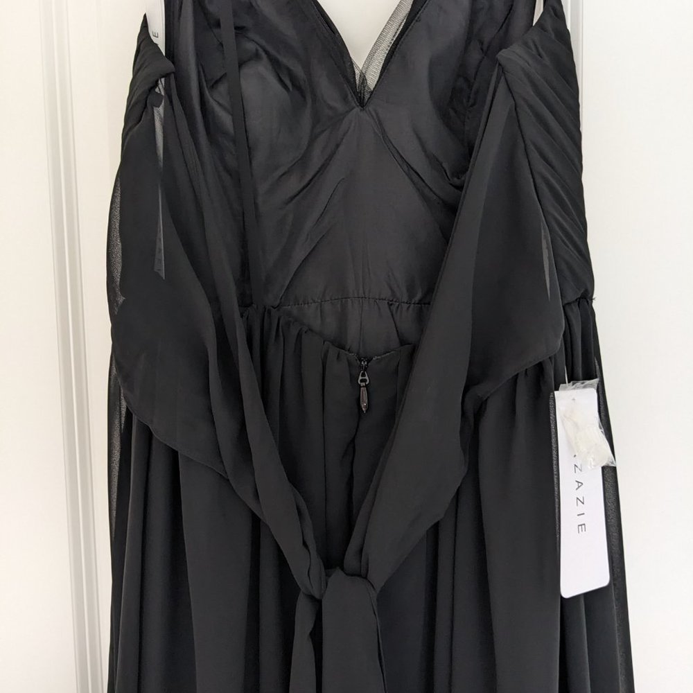 NWT Azazie floor length chiffon dress - black - size A12 - Picture 8 of 9